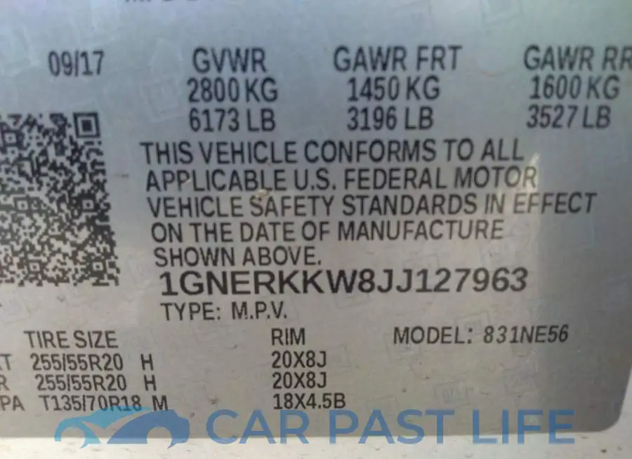 1GNERKKW8JJ127963# 9
