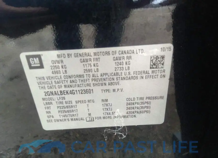 2GNALBEK4G1123601# 9