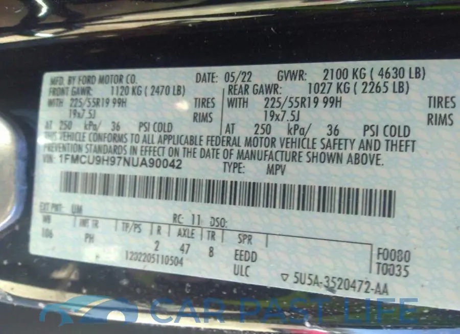 1FMCU9H97NUA90042# 9