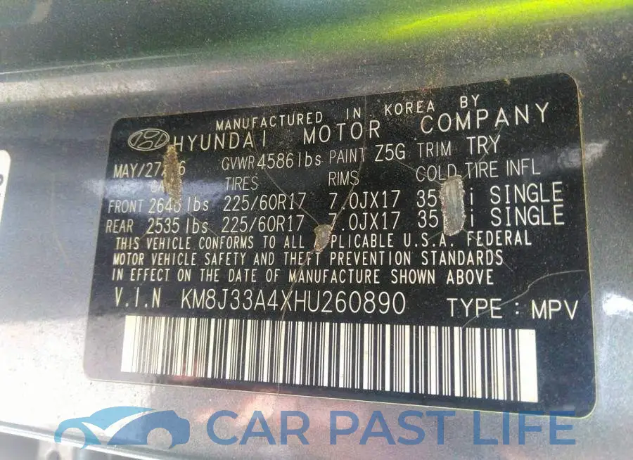 KM8J33A4XHU260890# 9