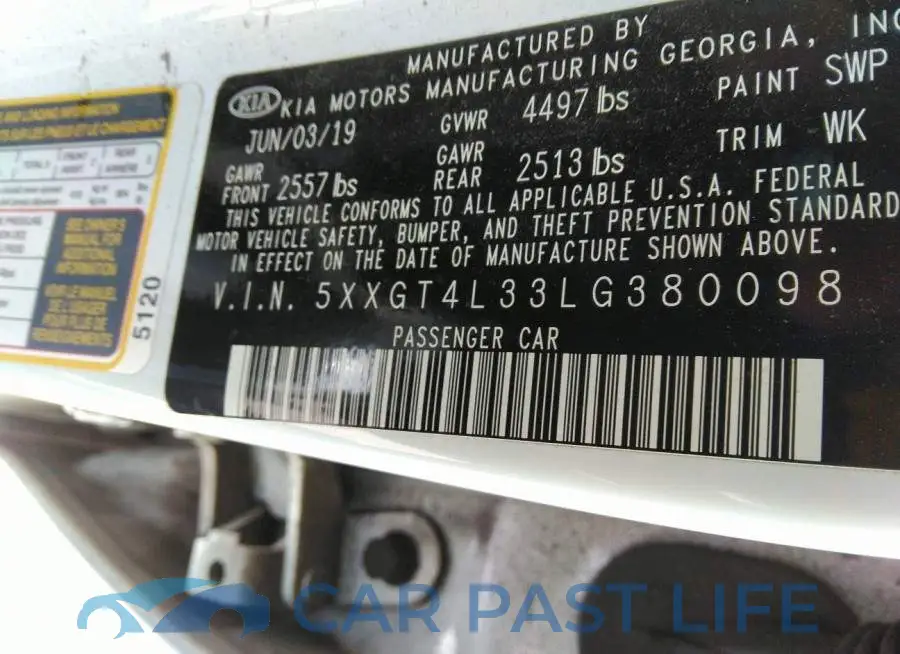 5XXGT4L33LG380098# 9