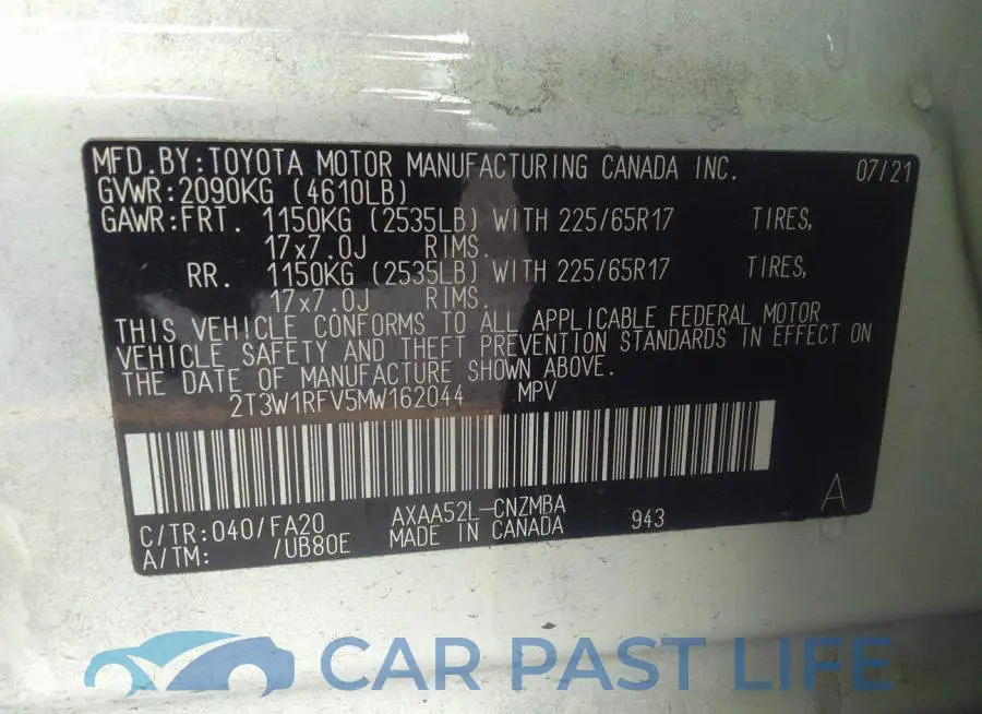 2T3W1RFV5MW162044# 9