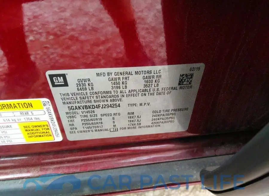 5GAKVBKD4FJ294254# 9