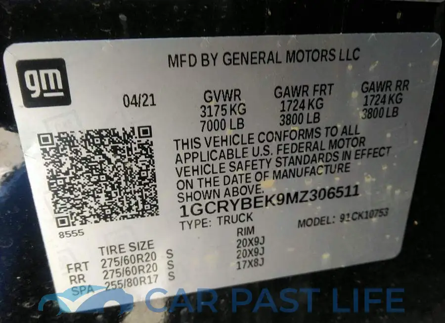 1GCRYBEK9MZ306511# 9