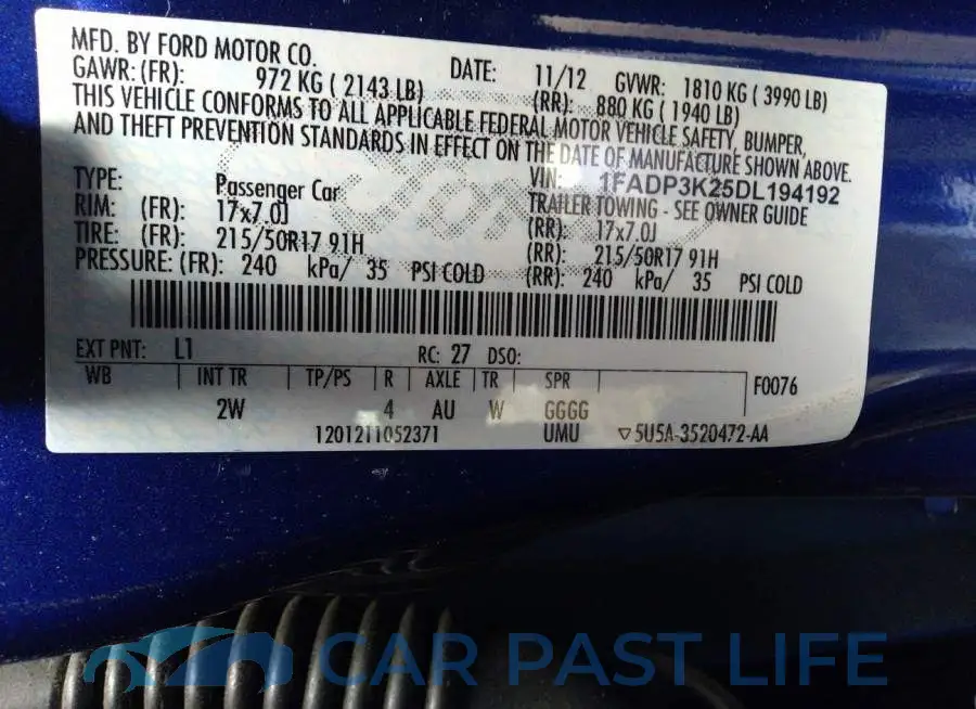 1FADP3K25DL194192# 9