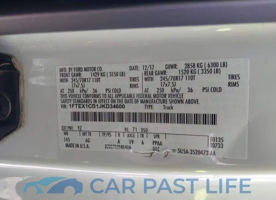 1FTEX1CB1JKD34600# 9