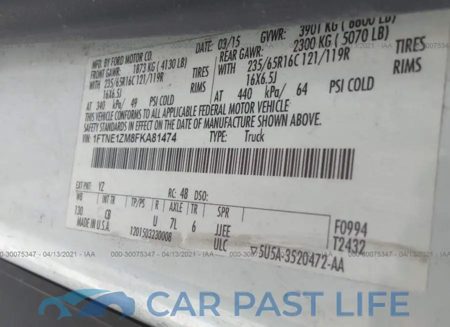1FTNE1ZM8FKA81474# 9