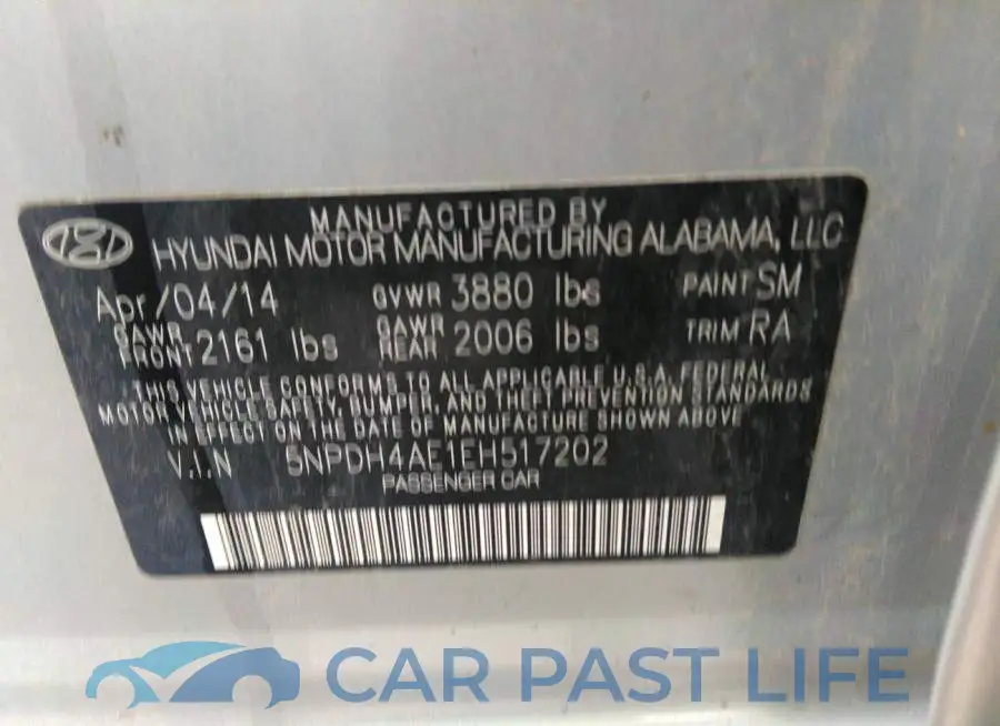5NPDH4AE1EH517202# 9