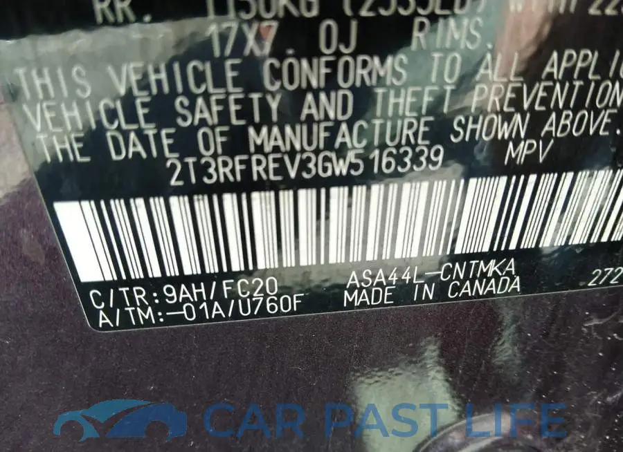 2T3RFREV3GW516339# 9