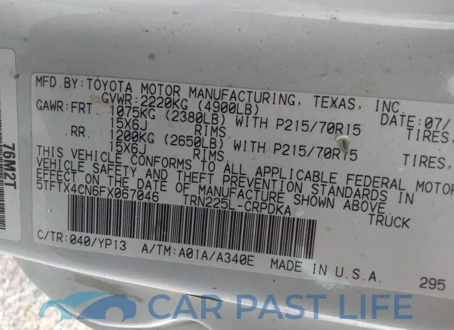 5TFTX4CN6FX067046# 9