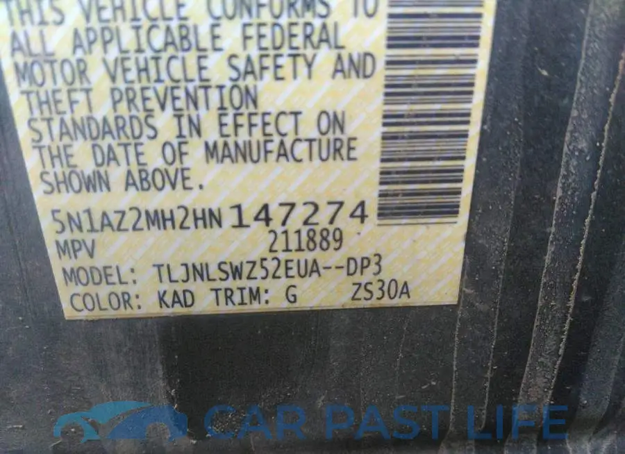 5N1AZ2MH2HN147274# 9
