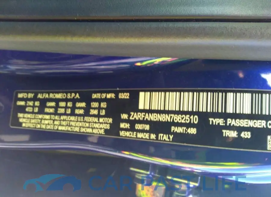 ZARFANBN8N7662510# 9