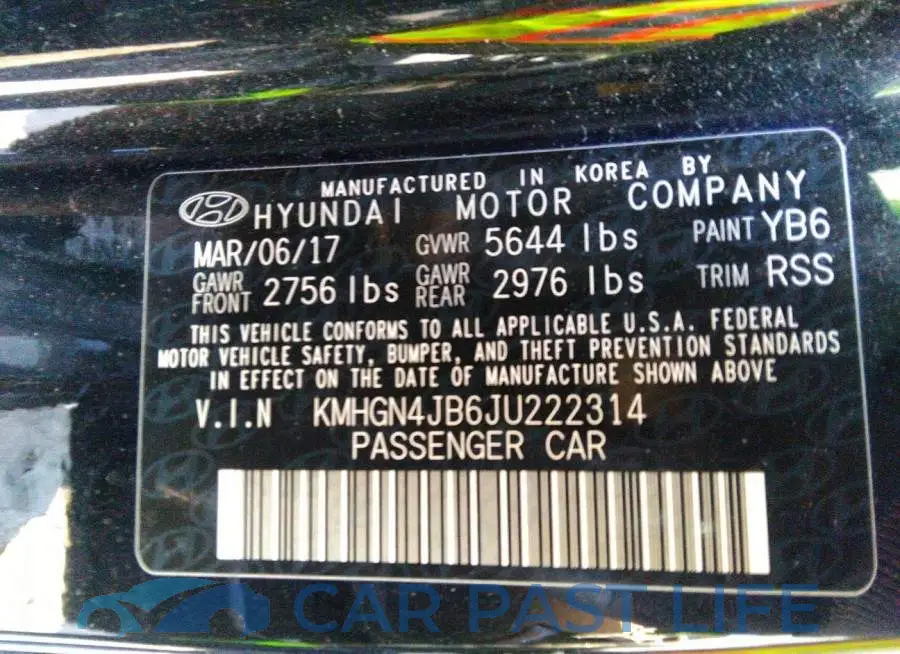KMHGN4JB6JU222314# 9