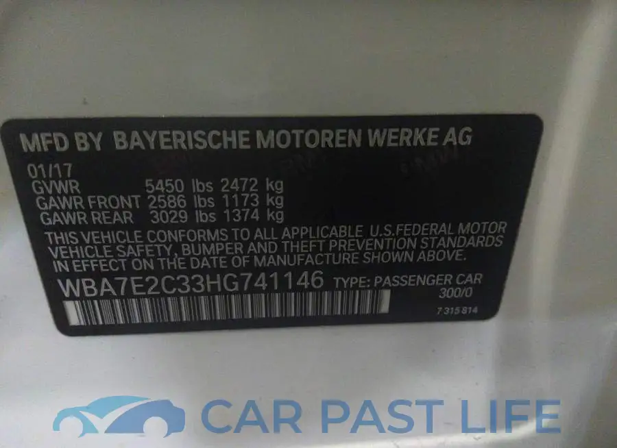 WBA7E2C33HG741146# 9