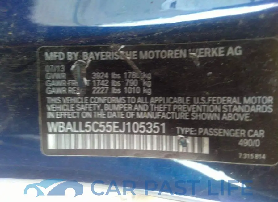 WBALL5C55EJ105351# 9
