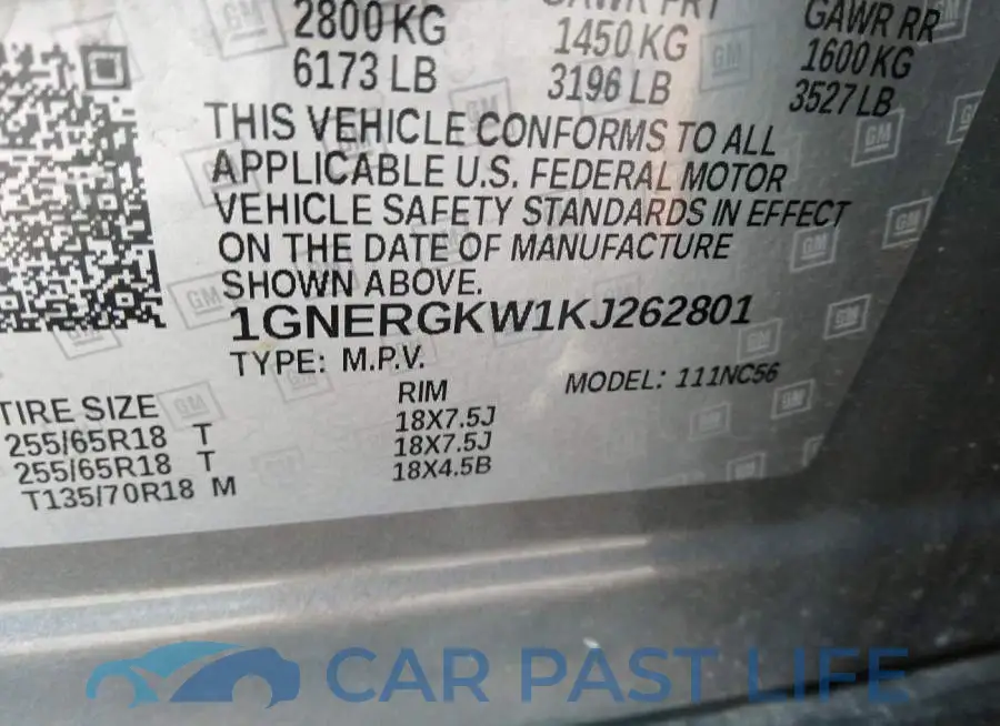 1GNERGKW1KJ262801# 9