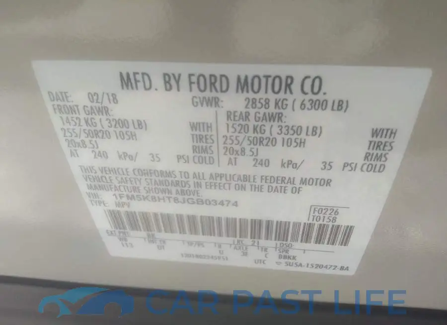 1FM5K8HT8JGB03474# 9