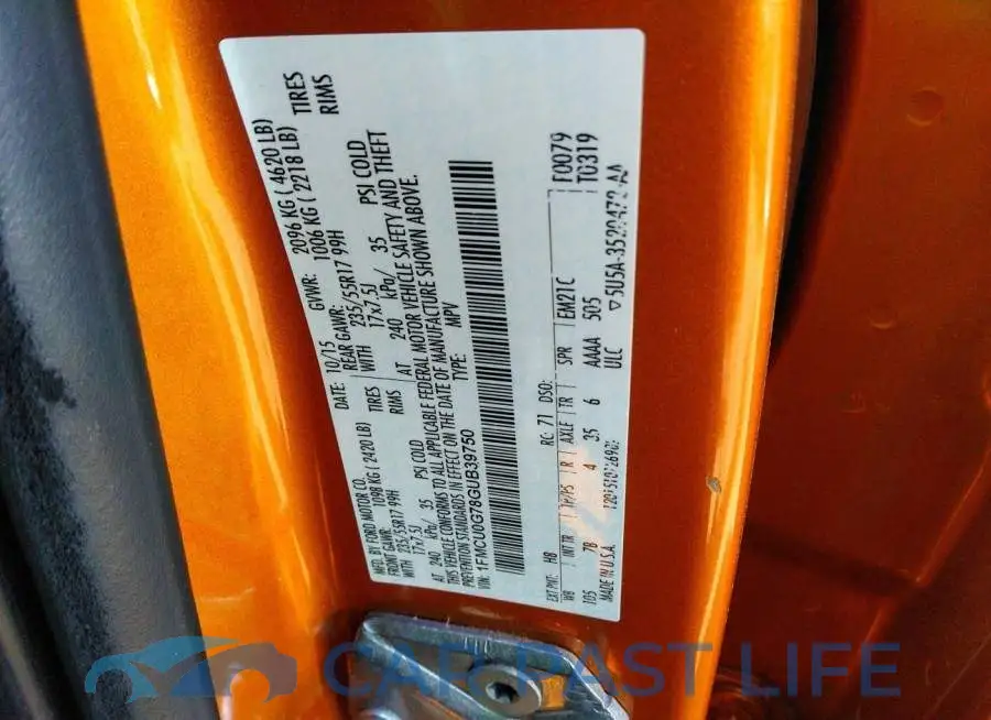 1FMCU0G78GUB39750# 9