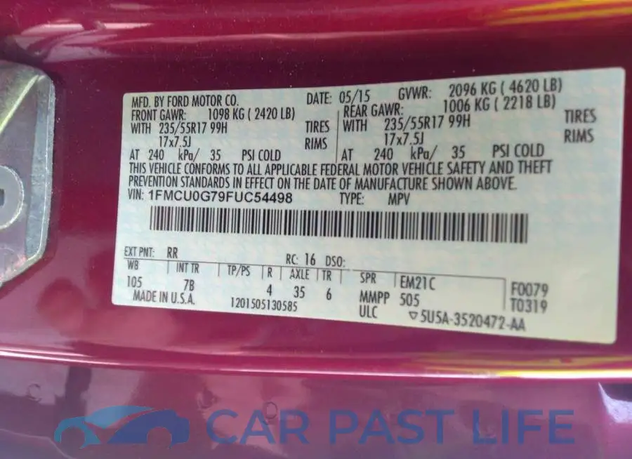 1FMCU0G79FUC54498# 9