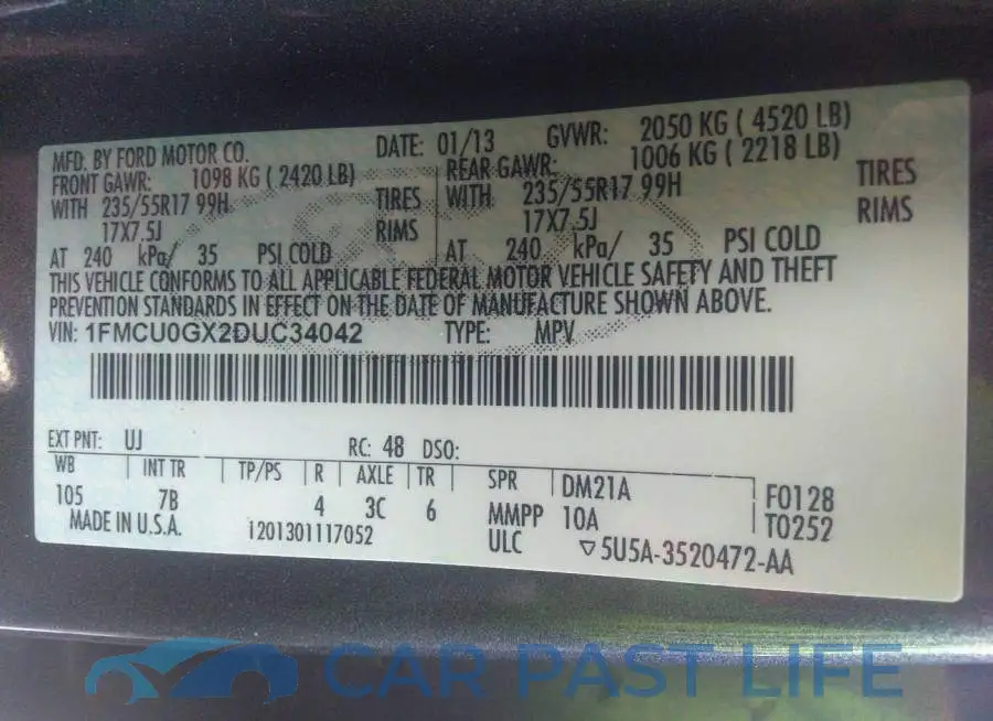 1FMCU0GX2DUC34042# 9