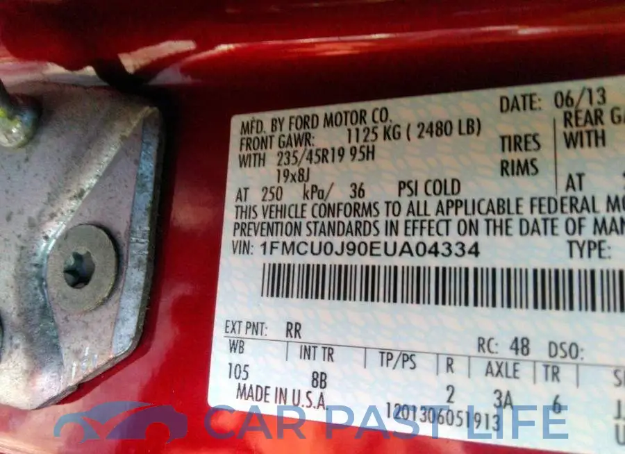 1FMCU0J90EUA04334# 9