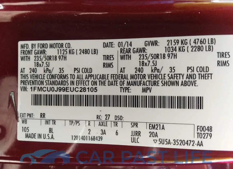 1FMCU0J99EUC28105# 9