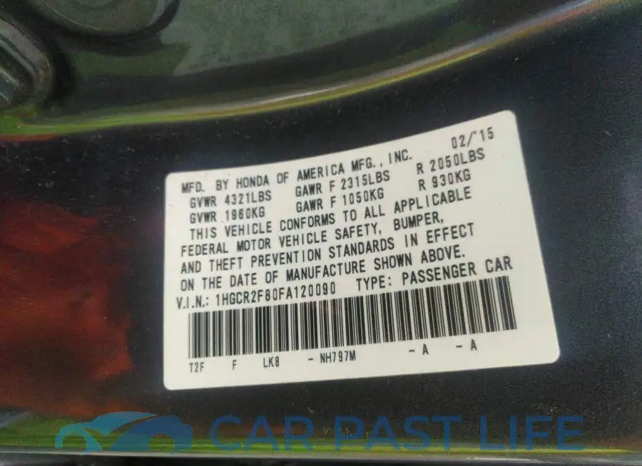 1HGCR2F80FA120090# 9