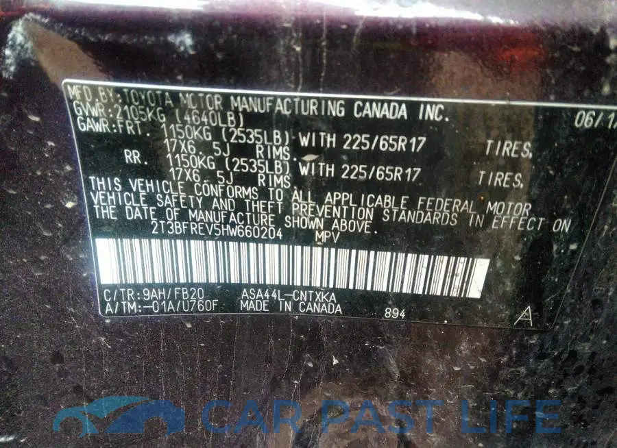 2T3BFREV5HW660204# 9