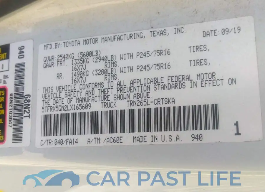 5TFRX5GN2LX165609# 9