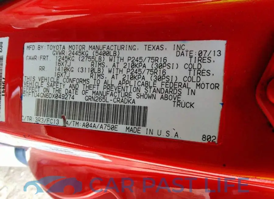 5TFTU4GN6DX049274# 9