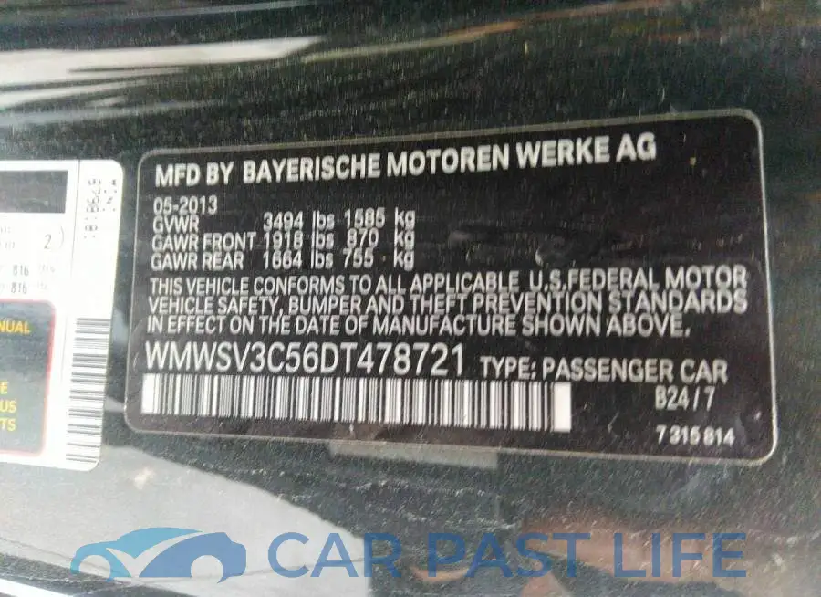WMWSV3C56DT478721# 9