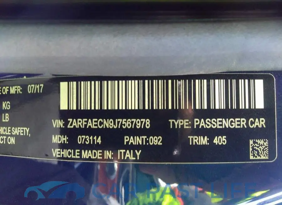 ZARFAECN9J7567978# 9