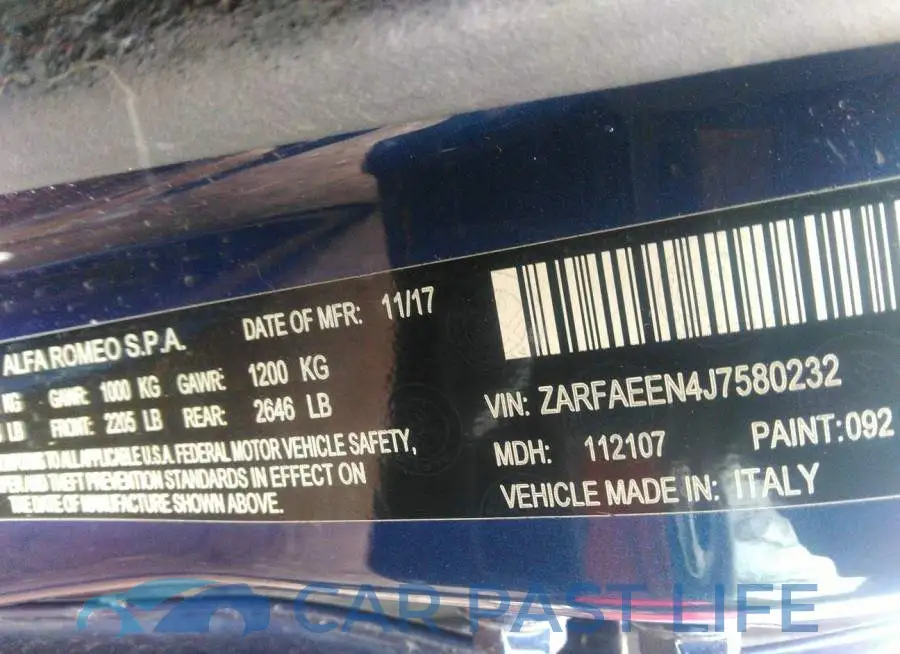 ZARFAEEN4J7580232# 9