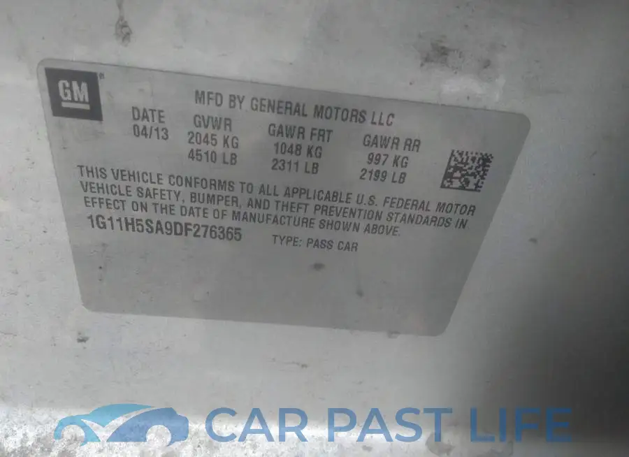 1G11H5SA9DF276365# 9