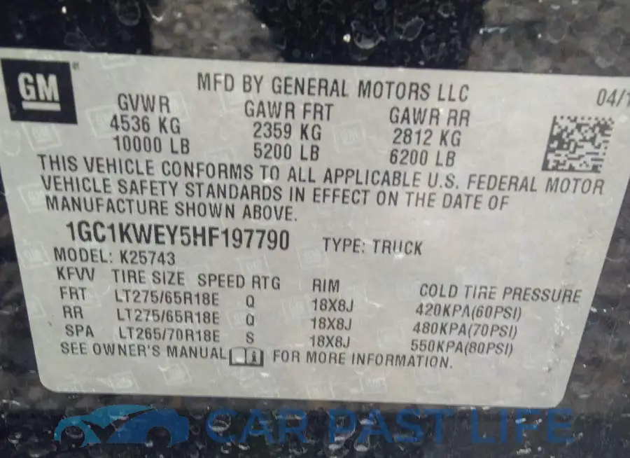 1GC1KWEY5HF197790# 9