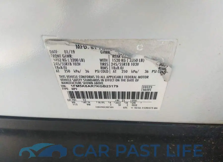 1FM5K8AR7KGB23179# 9