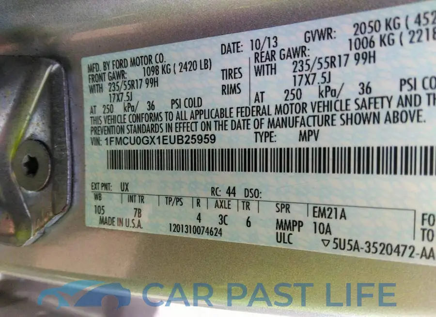 1FMCU0GX1EUB25959# 9