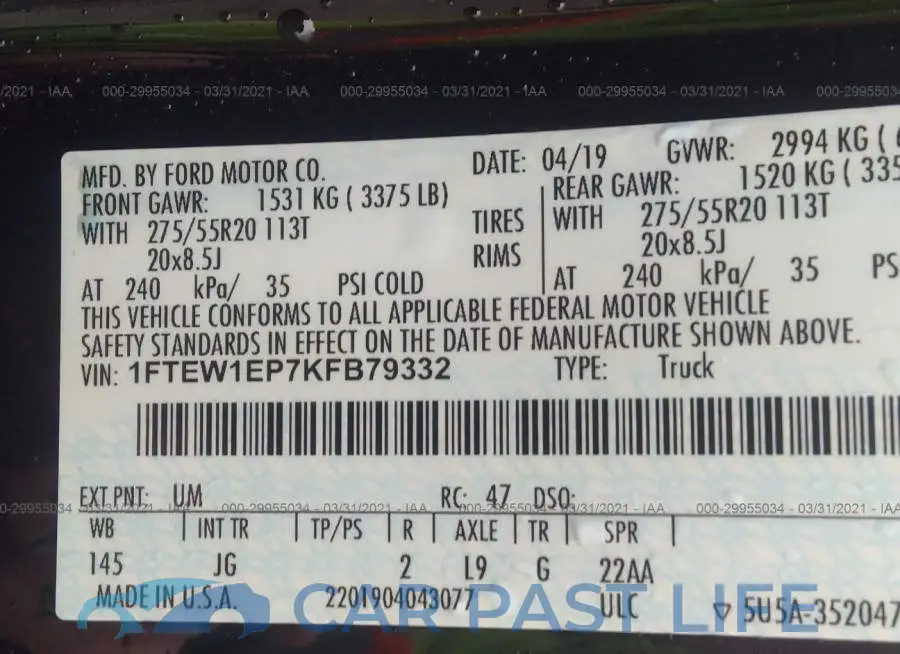 1FTEW1EP7KFB79332# 9