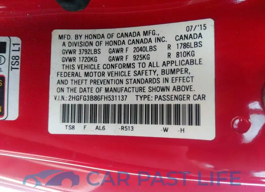 2HGFG3B86FH531137# 9
