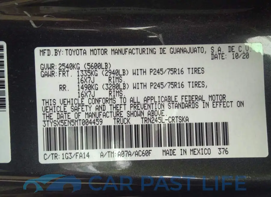 3TYSX5EN5MT004459# 9