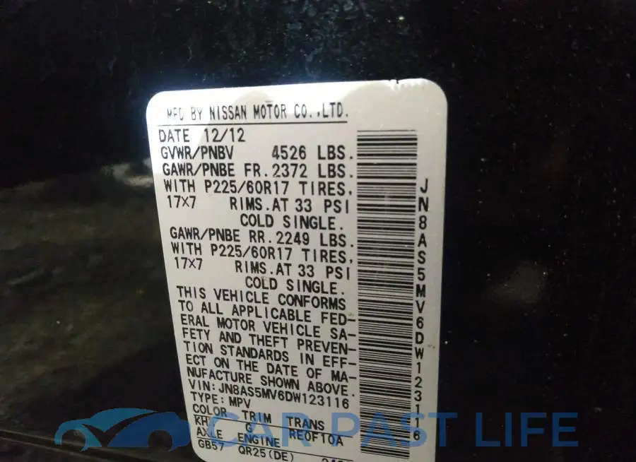JN8AS5MV6DW123116# 9