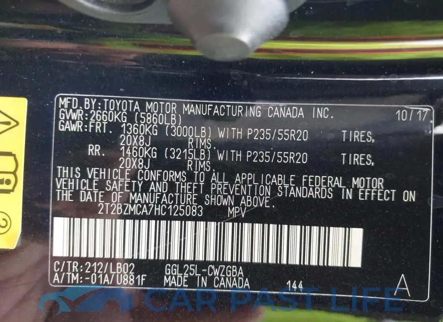 2T2BZMCA7HC125083# 9