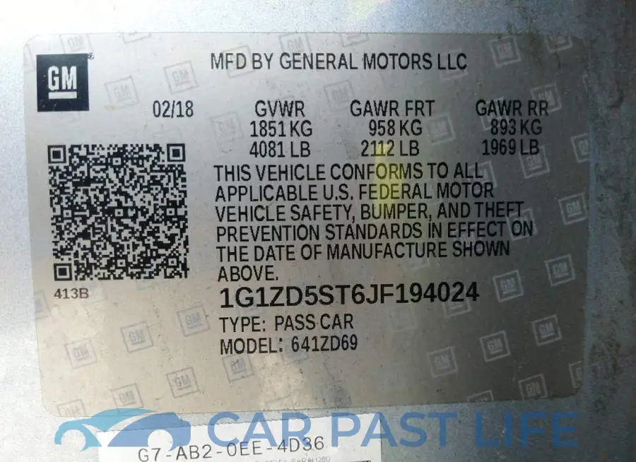 1G1ZD5ST6JF194024# 9