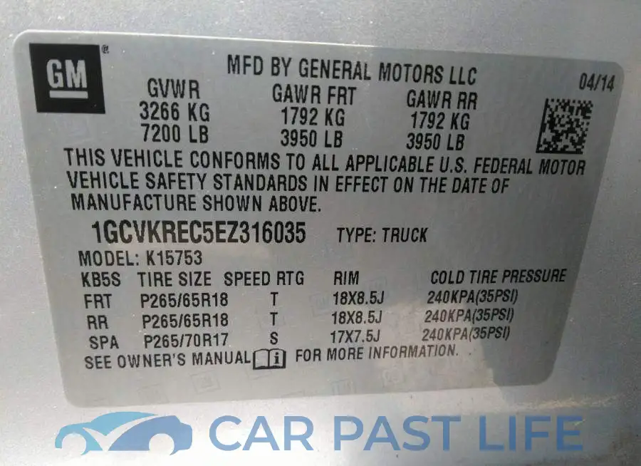 1GCVKREC5EZ316035# 9