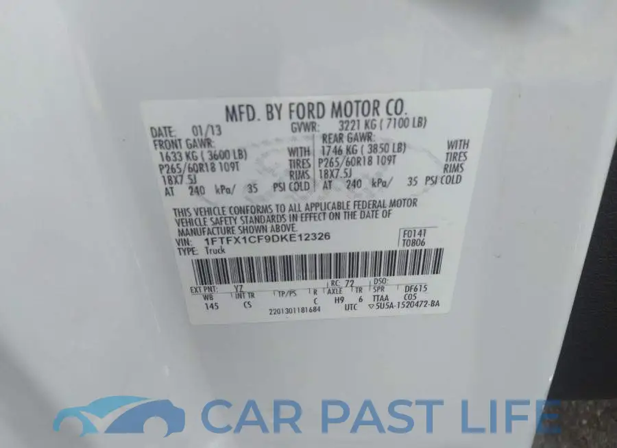 1FTFX1CF9DKE12326# 9
