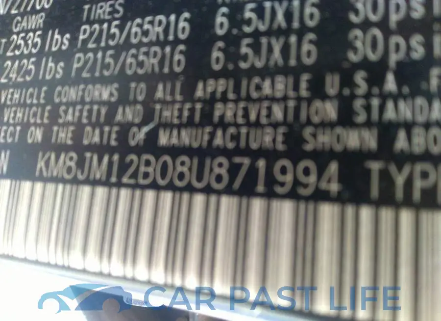 KM8JM12B08U871994# 9