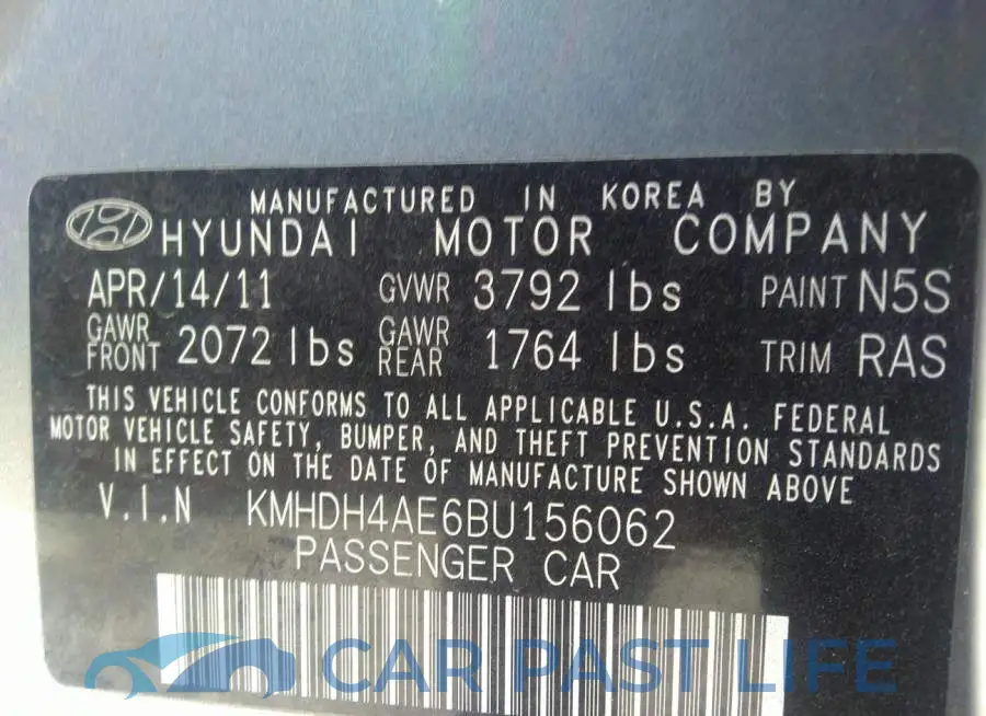 KMHDH4AE6BU156062# 9