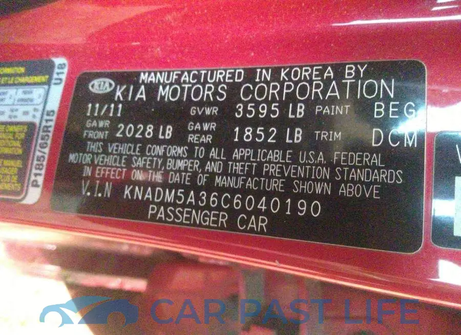 KNADM5A36C6040190# 9