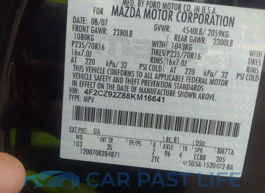 4F2CZ92Z88KM16641# 9