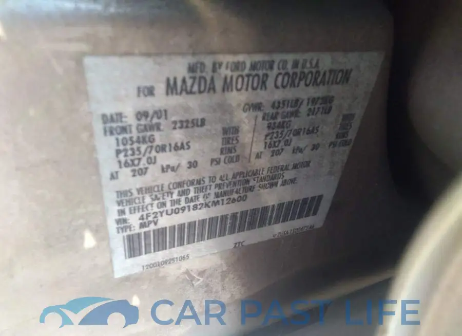 4F2YU09182KM12600# 9